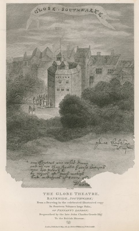 The Globe Theatre, Bankside, Southwark, Londyn autorstwa English School