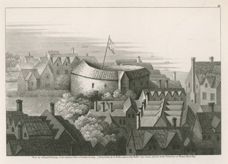 The Globe Theatre, Bankside, Southwark, Londyn autorstwa English School