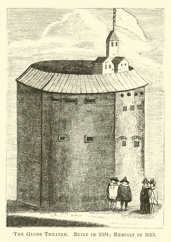 Teatr Globe, zbudowany w 1594 roku; Odbudowany w 1613 autorstwa English School