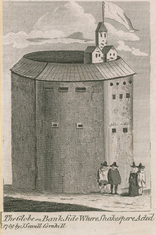The Globe on Bankside w Londynie, gdzie grał William Shakespeare autorstwa English School
