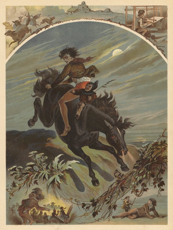 Dobry krasnolud i zły goblin (chromolitho) autorstwa English School