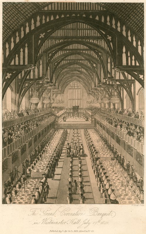 Wielki bankiet koronacyjny króla Jerzego IV w Westminster Hall, 17 lipca 1821 r autorstwa English School