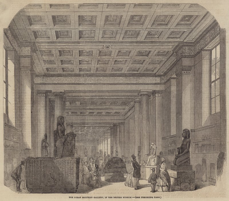 Wielka Galeria Egipska, w British Museum (rycina) autorstwa English School