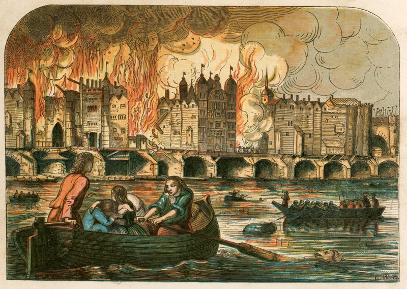 Wielki pożar Londynu, 1666 autorstwa English School