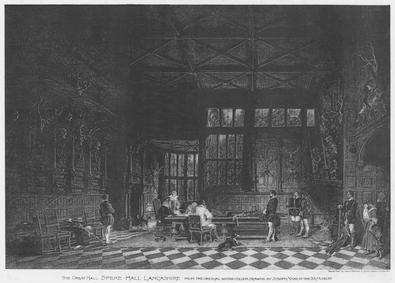 Wielka Sala, Speke Hall, Lancashire (lito) autorstwa English School