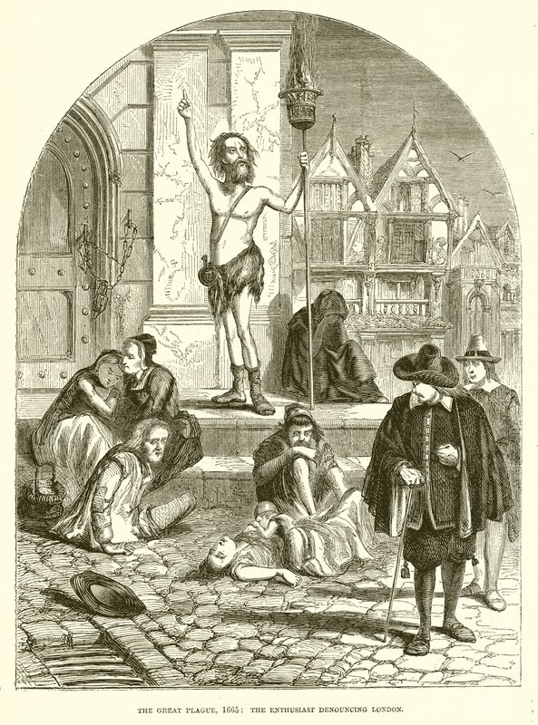 Wielka Plaga, 1665: Entuzjasta potępiający Londyn autorstwa English School