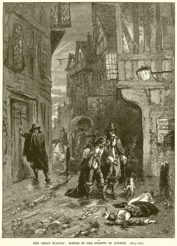 Wielka Plaga: Sceny na ulicach Londynu autorstwa English School