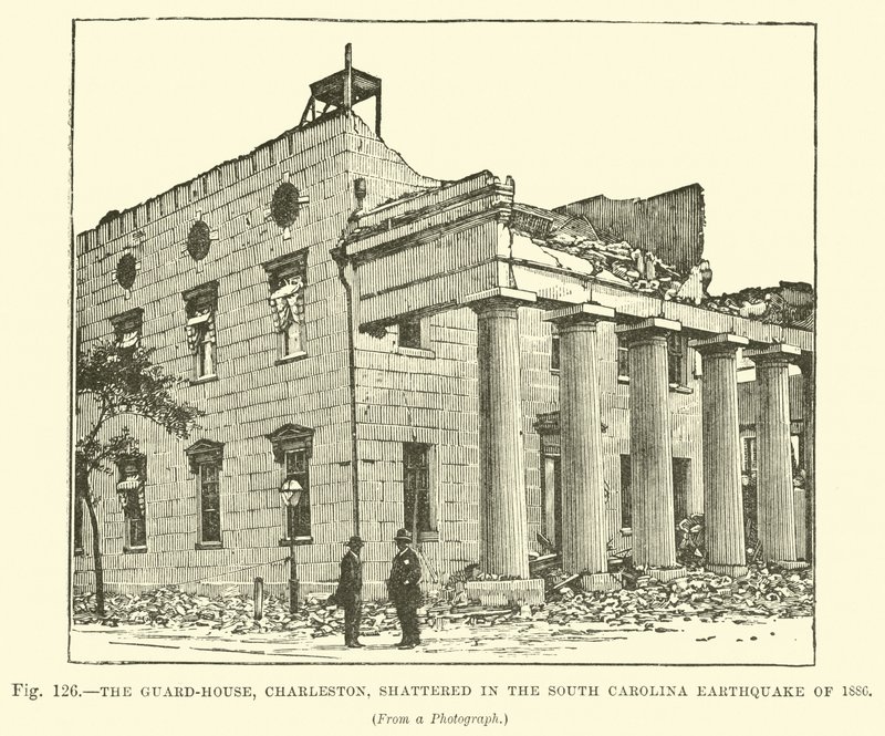 Strażnik w Charleston został zniszczony podczas trzęsienia ziemi w Karolinie Południowej w 1886 r. autorstwa English School