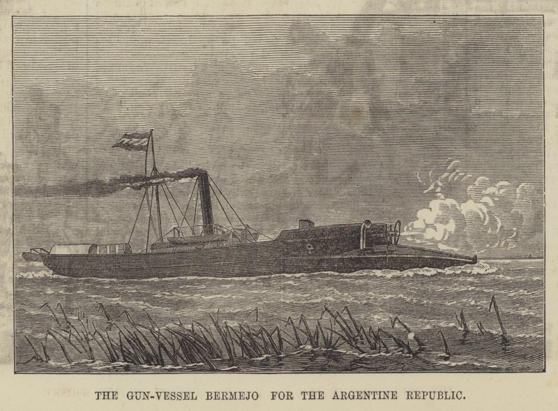 Gun-Vessel Bermejo dla Republiki Argentyńskiej (grawerowanie) autorstwa English School