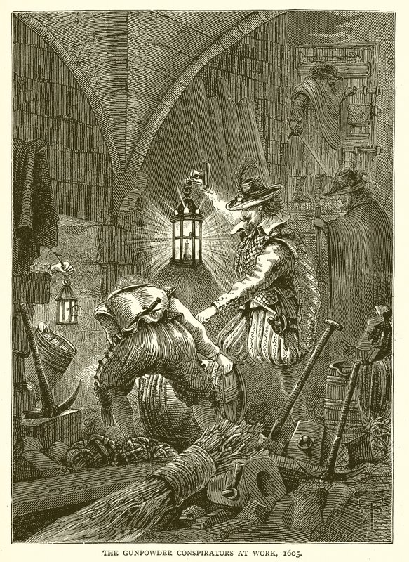 Spiskowcy prochowi przy pracy, 1605 autorstwa English School