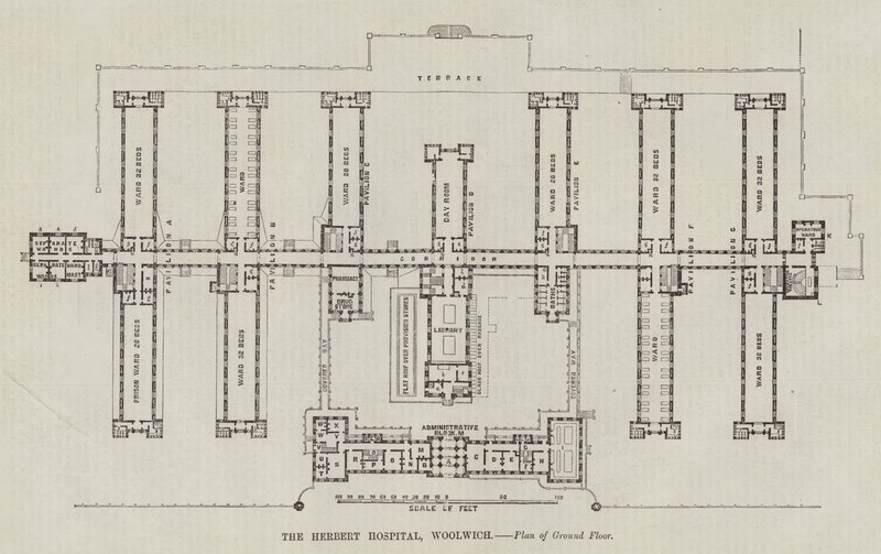 Szpital Herberta, Woolwich, plan parteru (rycina) autorstwa English School