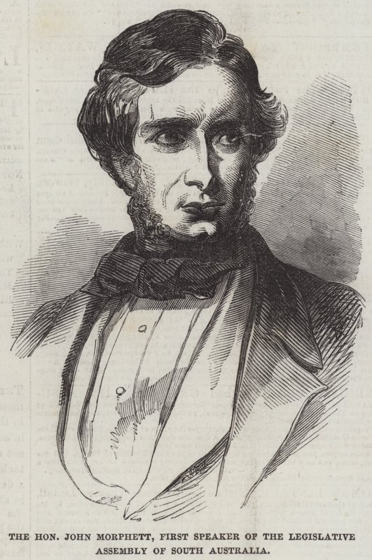 Czcigodny John Morphett, pierwszy przewodniczący Zgromadzenia Ustawodawczego Australii Południowej (rycina) autorstwa English School