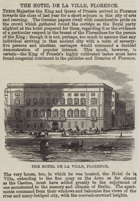 Hotel de la Ville, Florencja (grafika) autorstwa English School