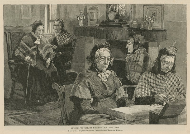 Hugenoci w Anglii: francuski szpital protestancki, Victoria Park autorstwa English School