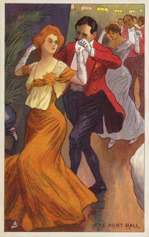 The Hunt Ball (kolorowa litografia) autorstwa English School