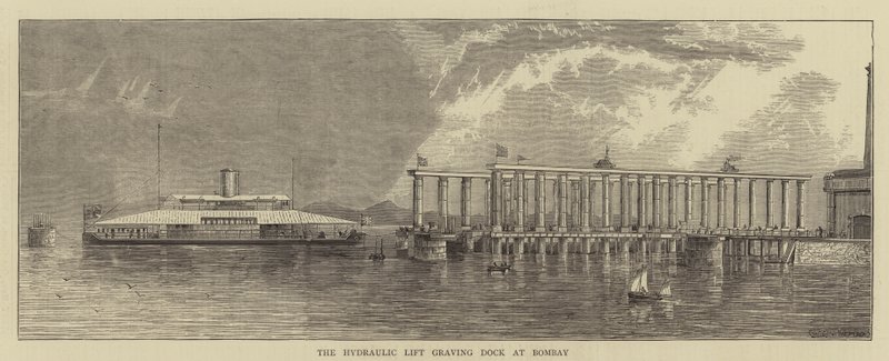 Hydraulic Lift Graving Dock w Bombaju (grawerowanie) autorstwa English School