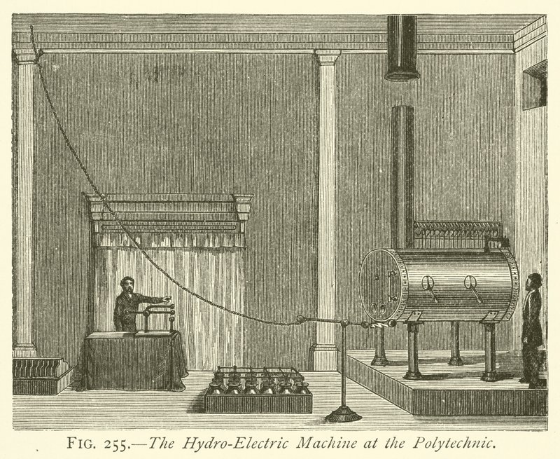 Maszyna hydroelektryczna na Politechnice (grafika) autorstwa English School