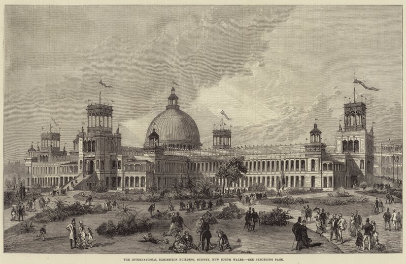 The International Exhibition Building, Sydney, Nowa Południowa Walia (grafika) autorstwa English School
