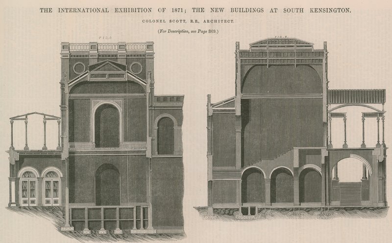 Międzynarodowa Wystawa 1871: Nowe Budynki w South Kensington autorstwa English School