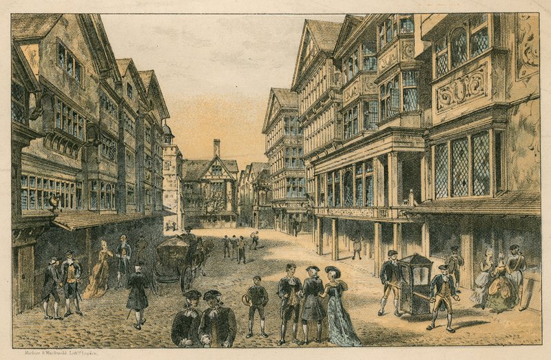 Międzynarodowa Wystawa Zdrowia w South Kensington, 1884: stara londyńska ulica autorstwa English School