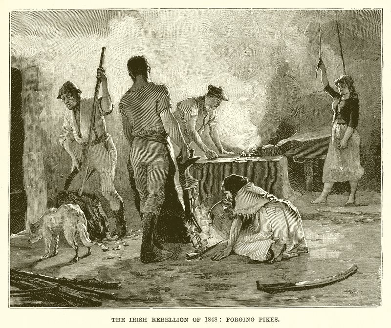 Irlandzki bunt 1848: kucie szczupaków autorstwa English School