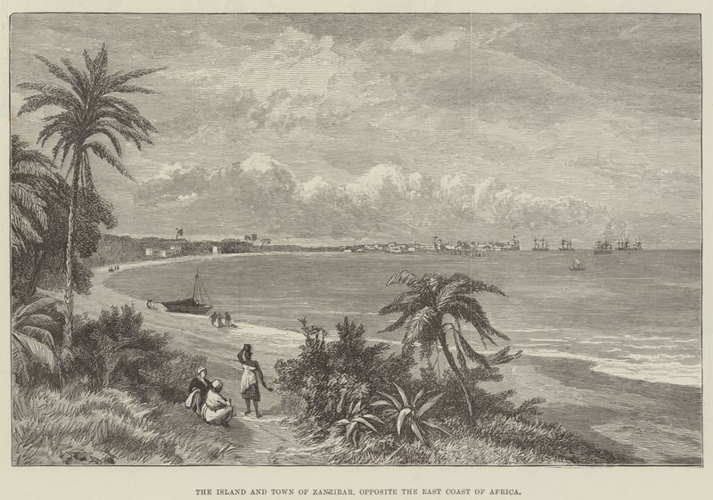 Wyspa i miasto Zanzibar, naprzeciwko wschodniego wybrzeża Afryki (rycina) autorstwa English School