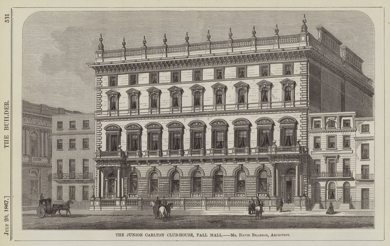 Junior Carlton Club-House, Pall Mall, Pan David Brandon, Architekt (Grawerowanie) autorstwa English School