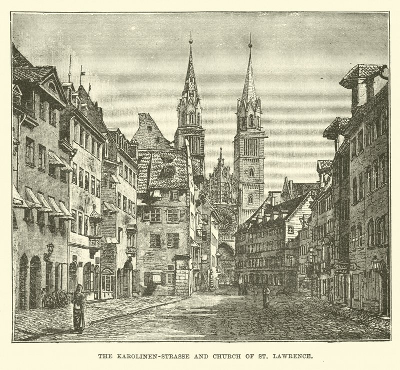 Karolinen-Strasse i kościół św. Wawrzyńca autorstwa English School