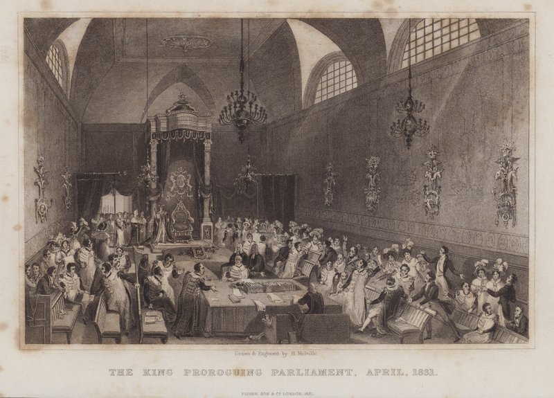 The King Proroguing Parliament, kwiecień 1831 (rycina) autorstwa English School