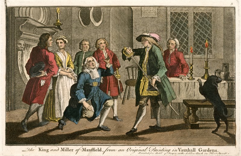 Król i młynarz z Mansfield, z oryginalnego obrazu w Vauxhall Gardens autorstwa English School