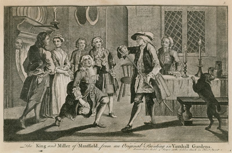 Król i młynarz z Mansfield z oryginalnego obrazu w Vauxhall Gardens w Londynie autorstwa English School