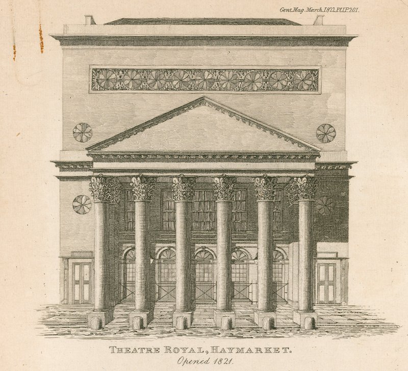 The Kings Theatre, Haymarket, Londyn, otwarty w 1821 r. autorstwa English School