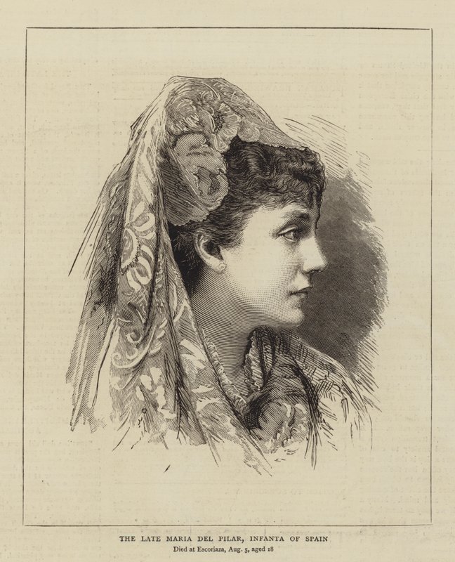 Późna Maria del Pilar, Infantka Hiszpanii (rycina) autorstwa English School