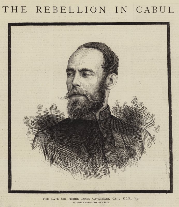 Późny Sir Pierre Louis Cavagnari, CSI, KCB, VC (grawerowanie) autorstwa English School