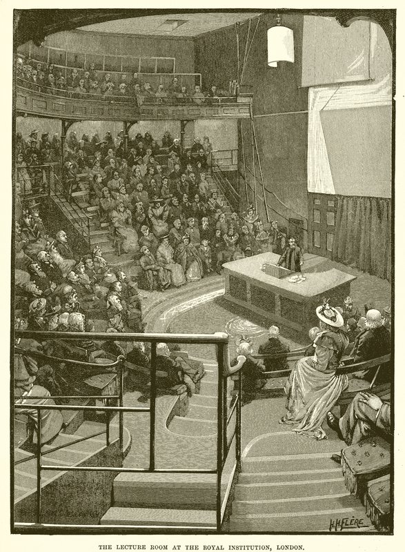Sala wykładowa w Royal Institution w Londynie autorstwa English School