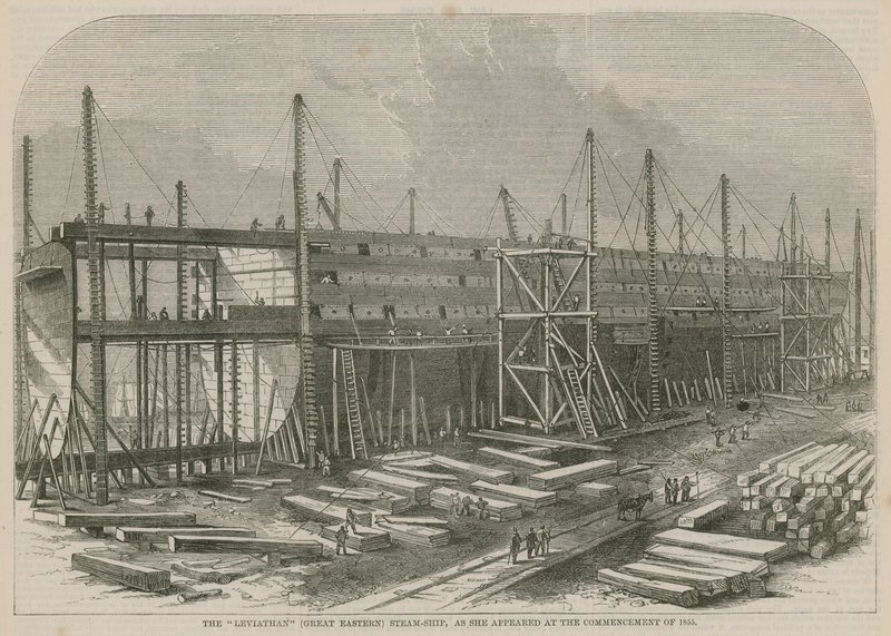 Parowiec Lewiatan (Wielki Wschód), jak pojawił się na początku 1855 r. autorstwa English School