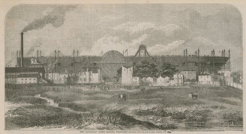 Parowiec Lewiatan (Wielki Wschód), naszkicowany z Wyspy Psów, październik 1857 r. autorstwa English School