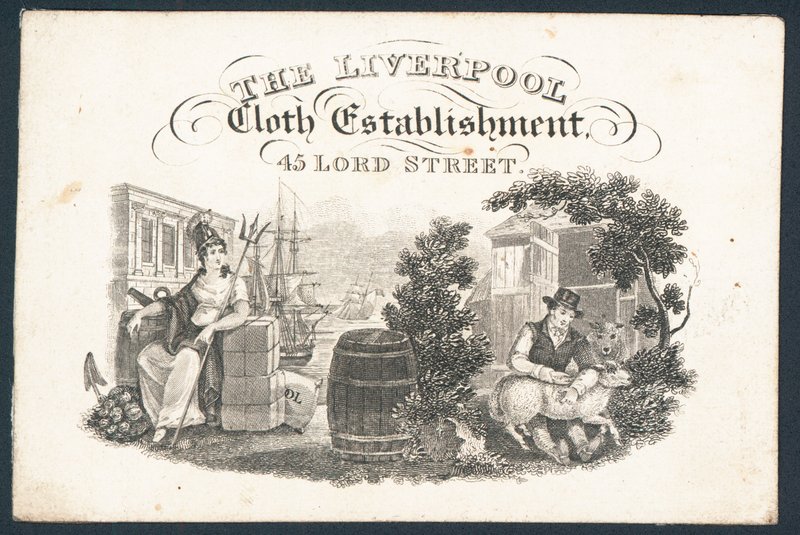 Liverpool Cloth Establishment, karta handlowa autorstwa English School