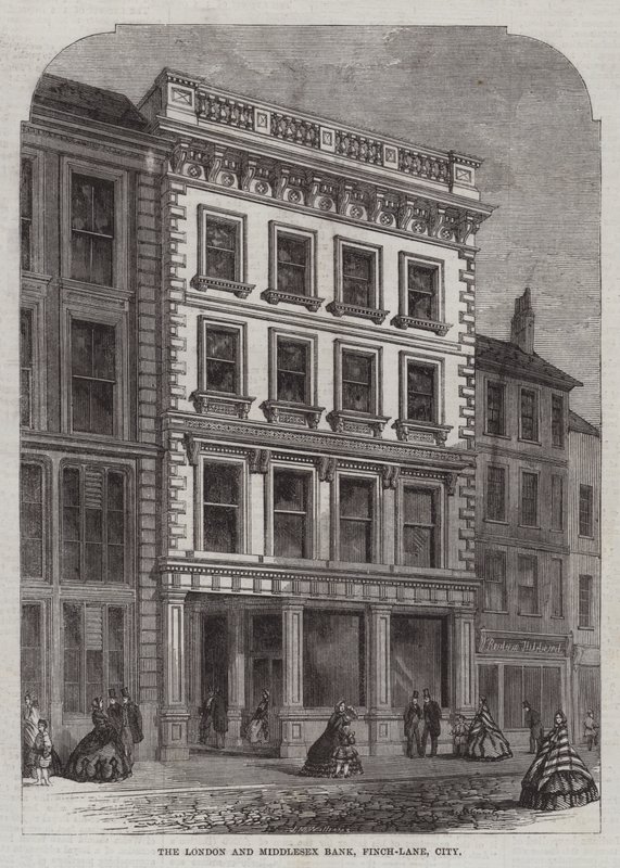 The London and Middlesex Bank, Finch-Lane, City (grawerowanie) autorstwa English School