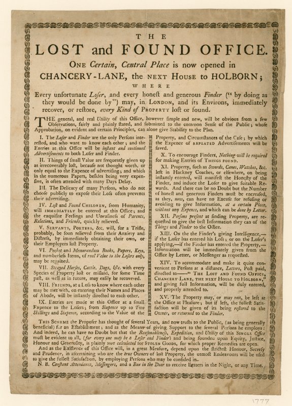 Biuro rzeczy znalezionych, Chancery Lane, Londyn autorstwa English School