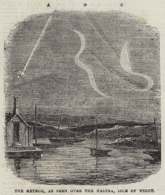 Meteor widziany nad Medyną, Isle of Wight (rycina) autorstwa English School