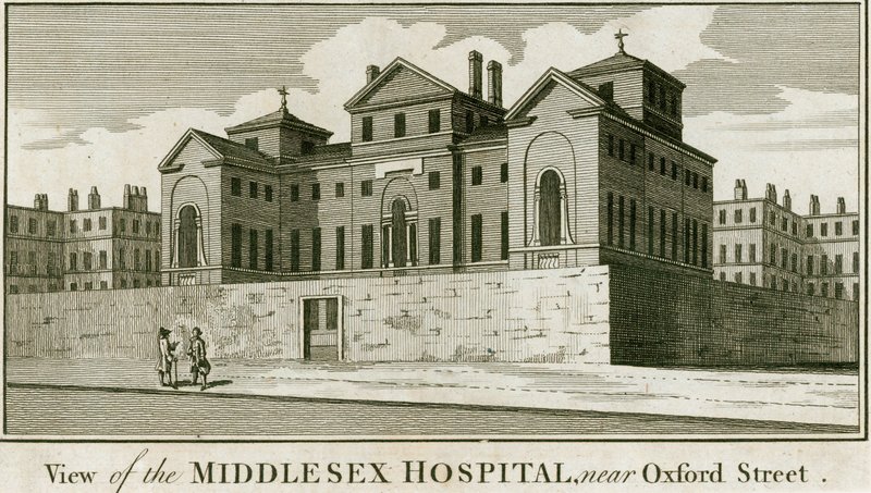 Szpital Middlesex, w pobliżu Oxford Street autorstwa English School
