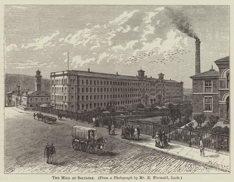 Młyn w Saltaire (rycina) autorstwa English School