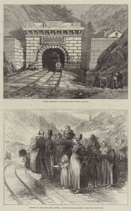 Tunel Mont Cenis (grawerowanie) autorstwa English School