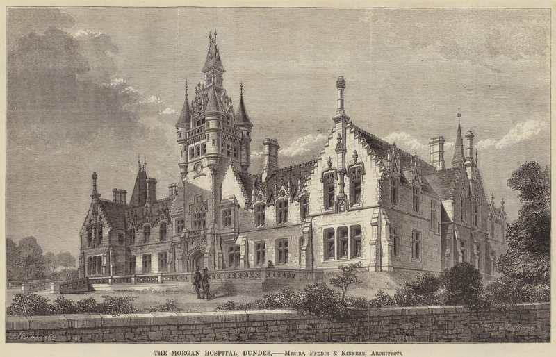Szpital Morgana, Dundee (grawerowanie) autorstwa English School