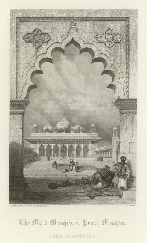 Moti Masjid, czyli Meczet Perłowy, Agra, Indie autorstwa English School