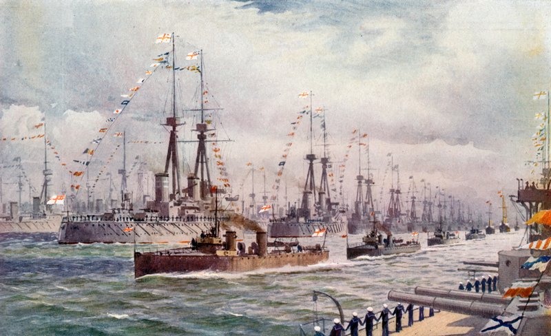 Przegląd marynarki wojennej w Spithead autorstwa English School