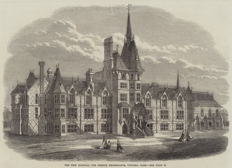 Nowy szpital dla francuskich protestantów, Victoria Park (rycina) autorstwa English School