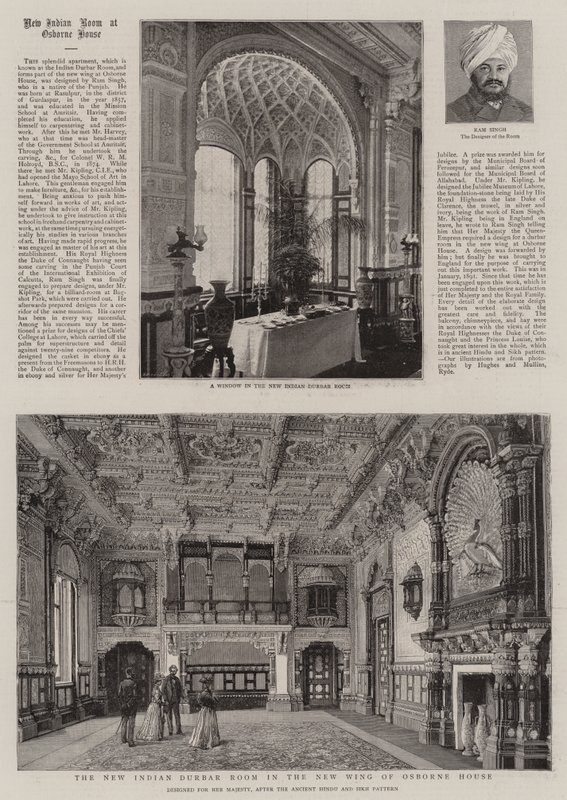 Nowy indyjski pokój Durbar w nowym skrzydle domu Osborne (rycina) autorstwa English School