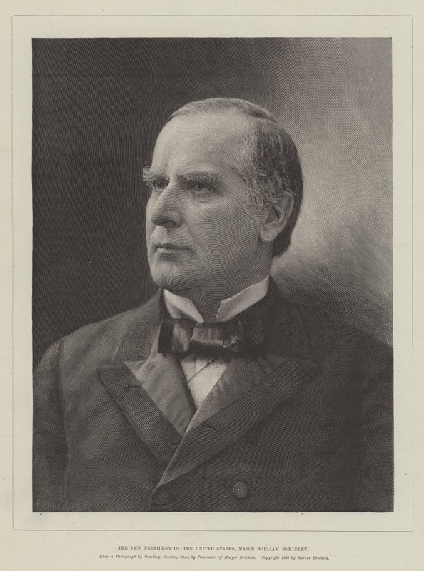 Nowy prezydent Stanów Zjednoczonych, major William McKinley (grafika) autorstwa English School